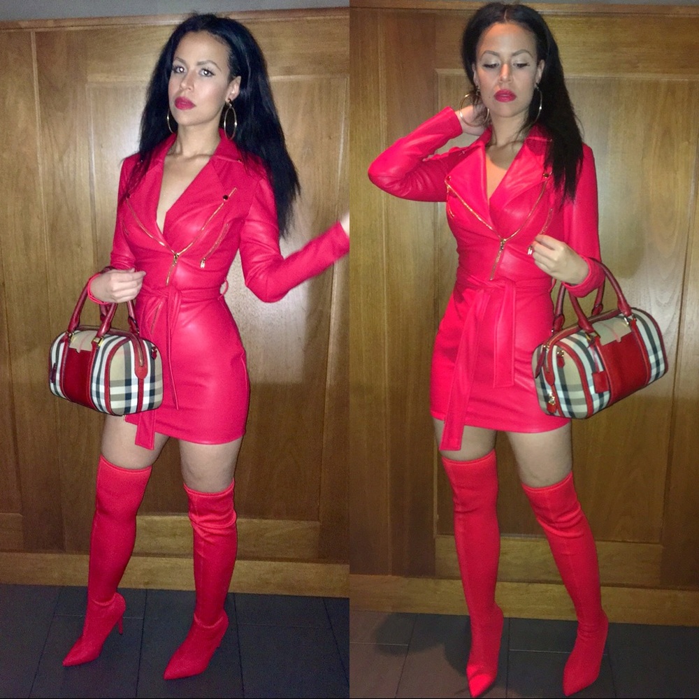 Red high quality pleather dress